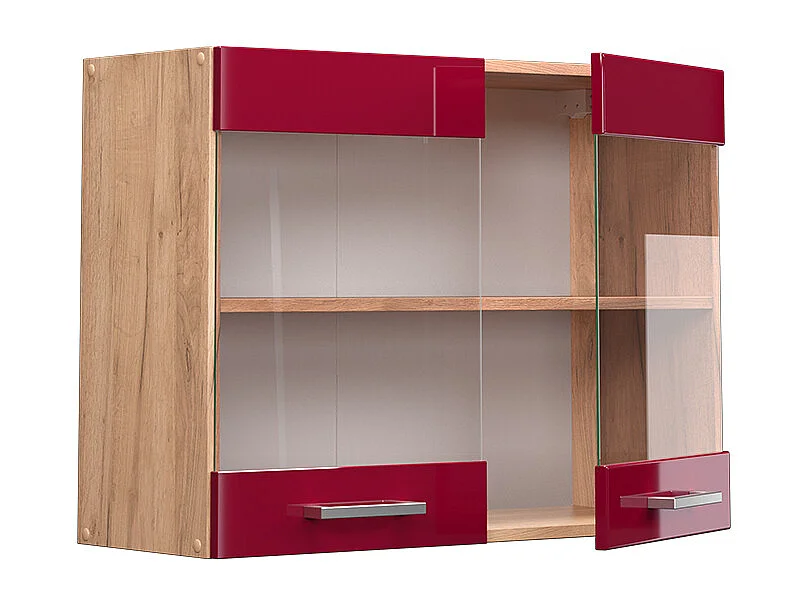 Armario de cocina con vidrio rojo de alto brillo 80x31x60 r-line