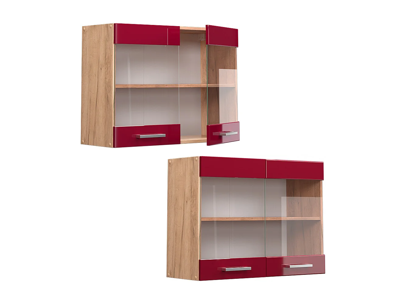 Armario de cocina con vidrio rojo de alto brillo 80x31x60 r-line