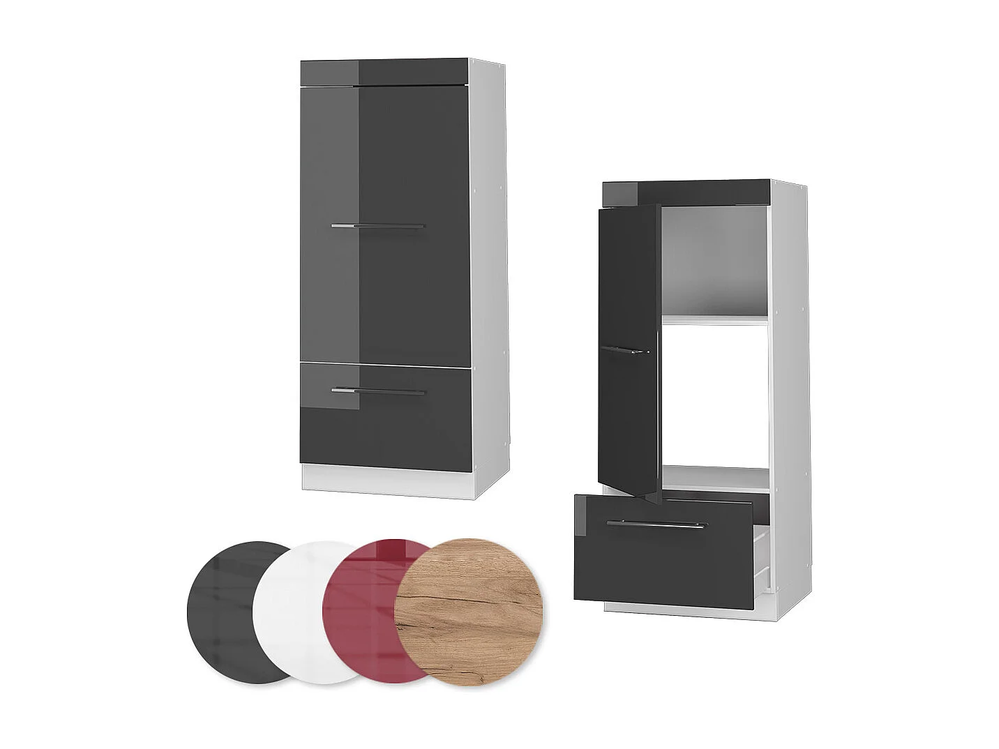 Armoire micro-ondes anthracite haute brillance 60x58.1x153.6 fame-line