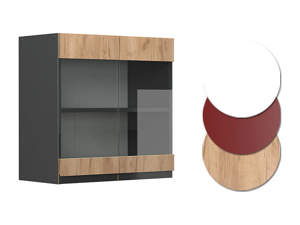 Armario de cocina con vidrio roble dorado 60x31x60 r-line