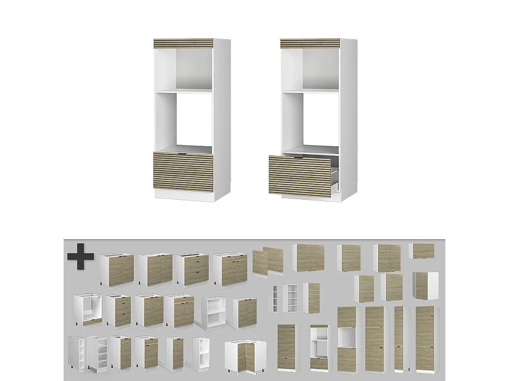 Armoire micro-ondes panneau en chêne 60x58.1x153.6 fame-line