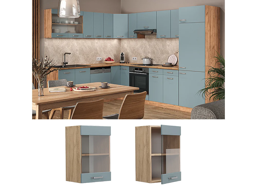 Armario de cocina con vidrio gris azulado 40x31x60 r-line