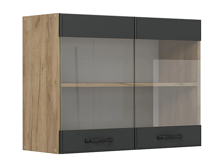 Armario de cocina con vidrio antracita casa de campo 80x31x60 r-line