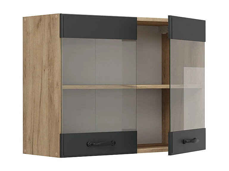 Armario de cocina con vidrio antracita casa de campo 80x31x60 r-line
