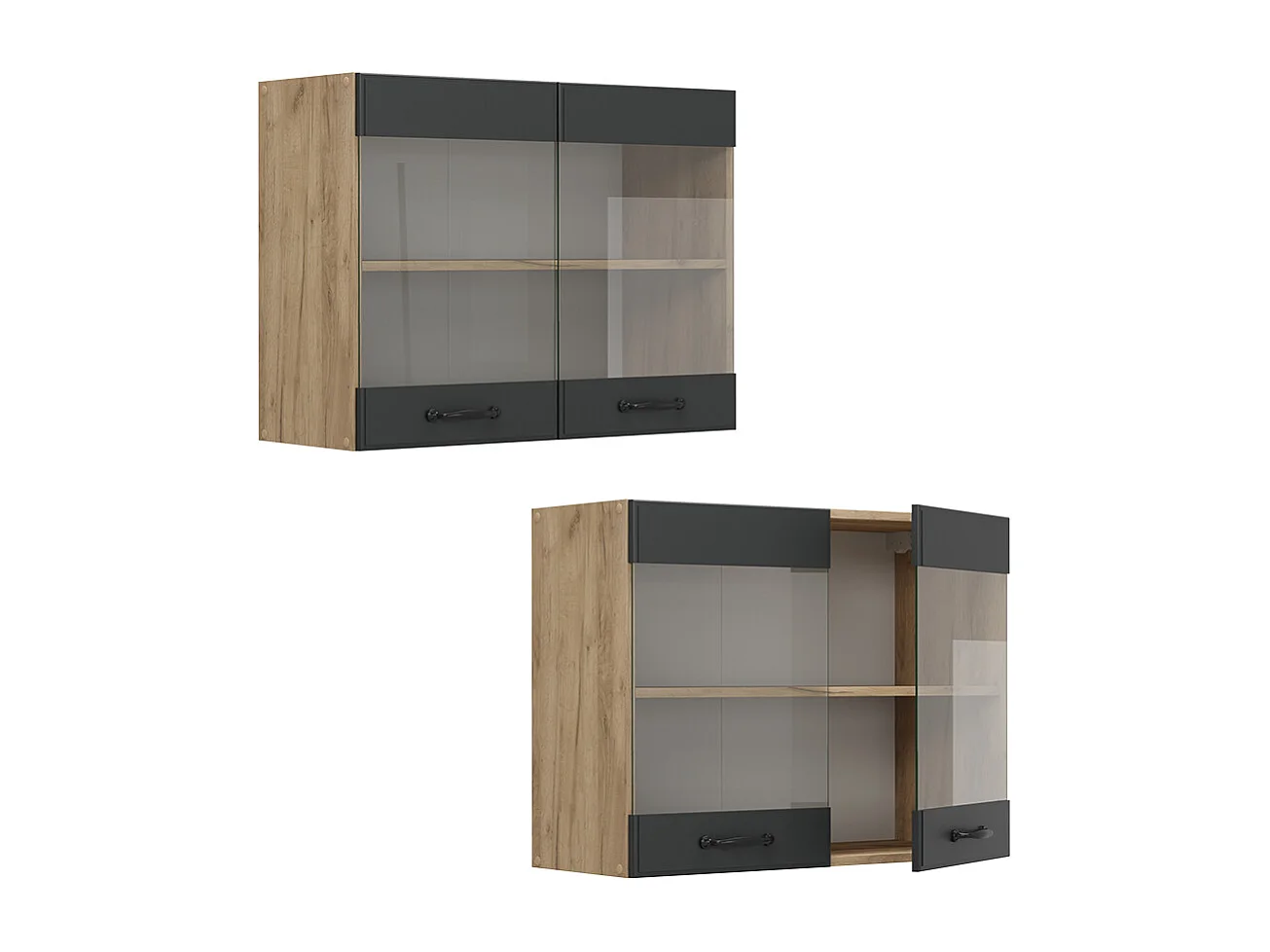 Armario de cocina con vidrio antracita casa de campo 80x31x60 r-line