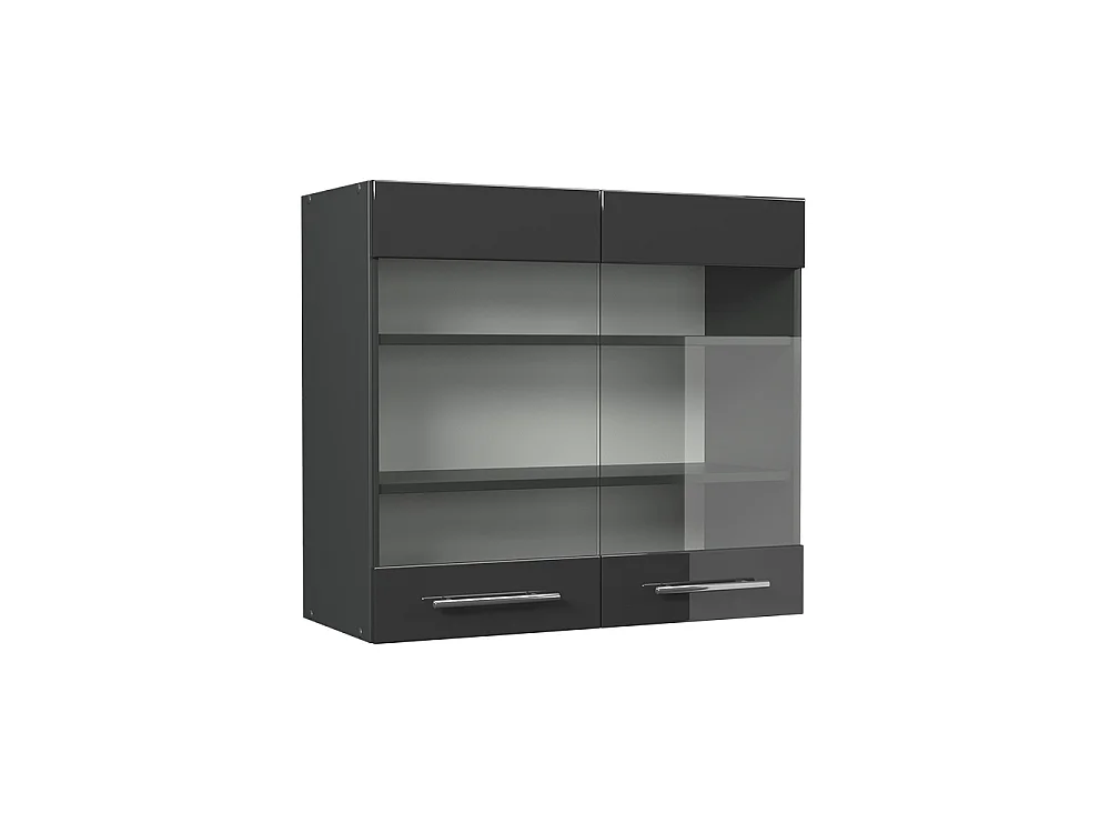 Köksglasskåp antracit högblank 80x34.1x72 fame-line