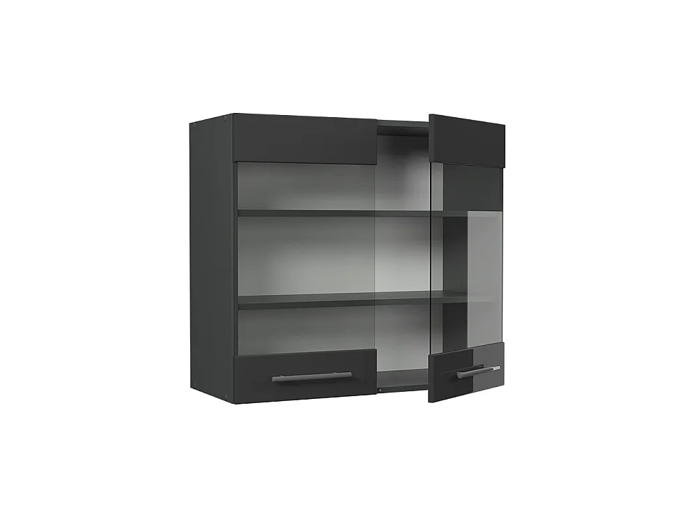 Köksglasskåp antracit högblank 80x34.1x72 fame-line