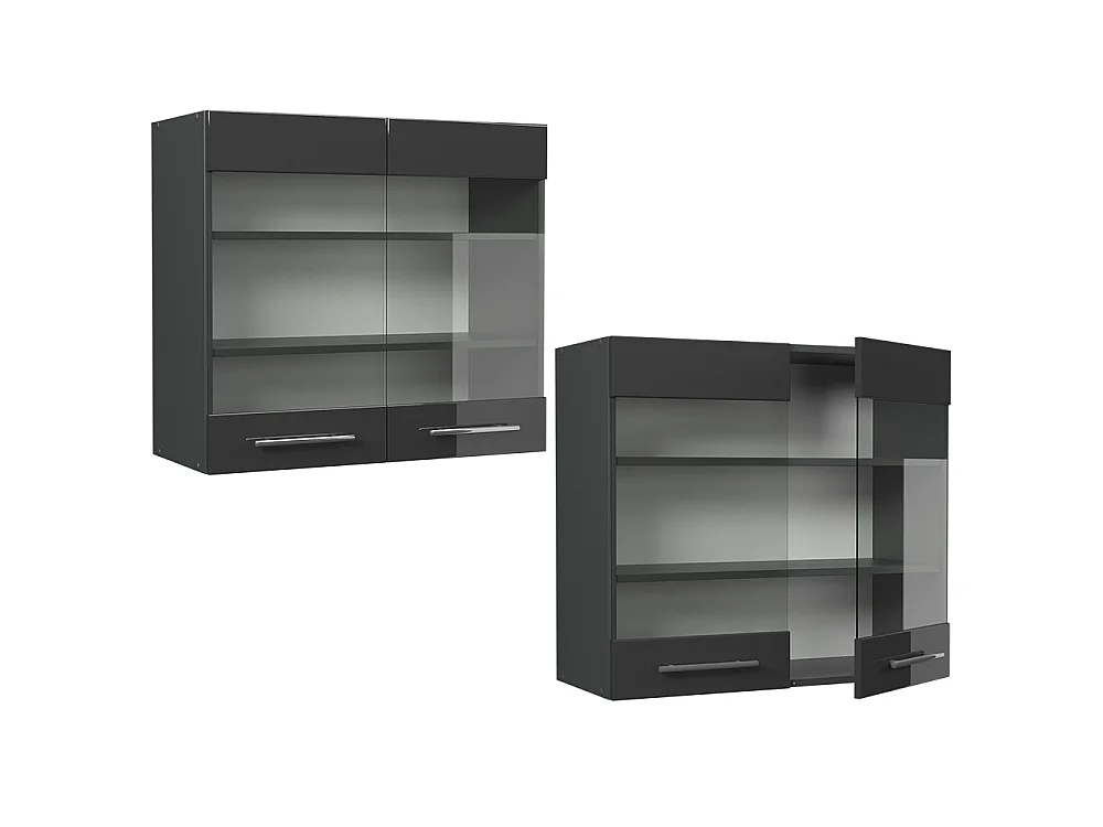 Köksglasskåp antracit högblank 80x34.1x72 fame-line