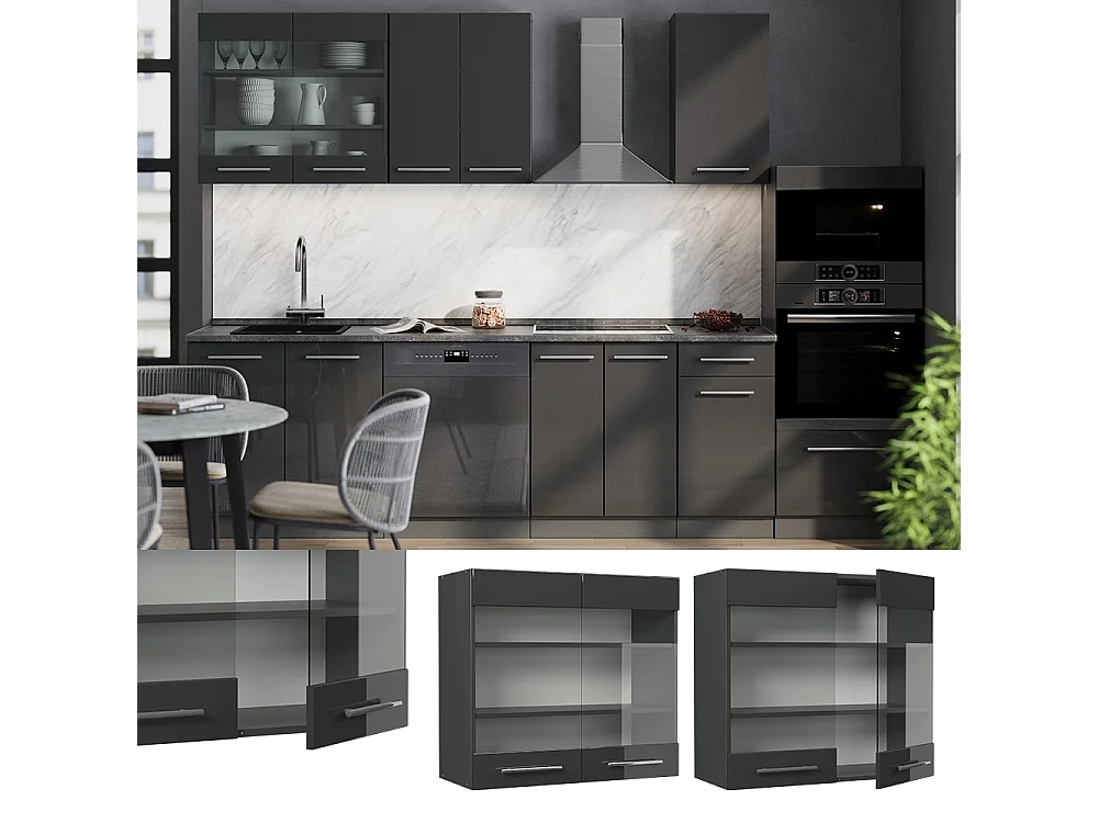 Armoire en verre anthracite haute brillance 80x34.1x72 fame-line