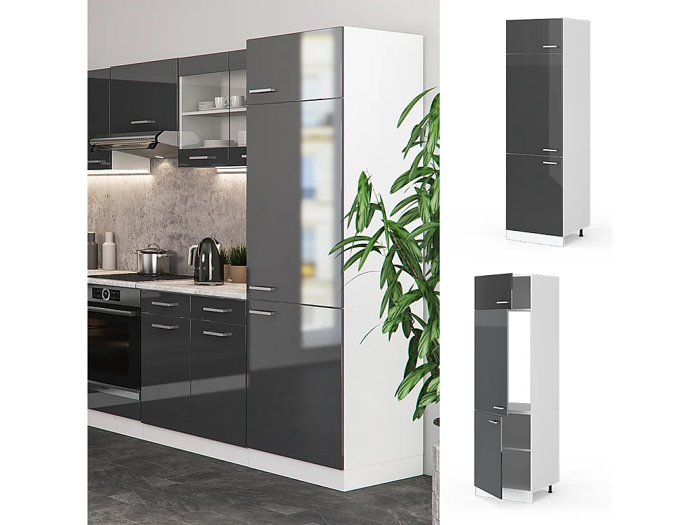 Armoire pour frigo anthracite haute brillance 60x57.2x206.8 r-line