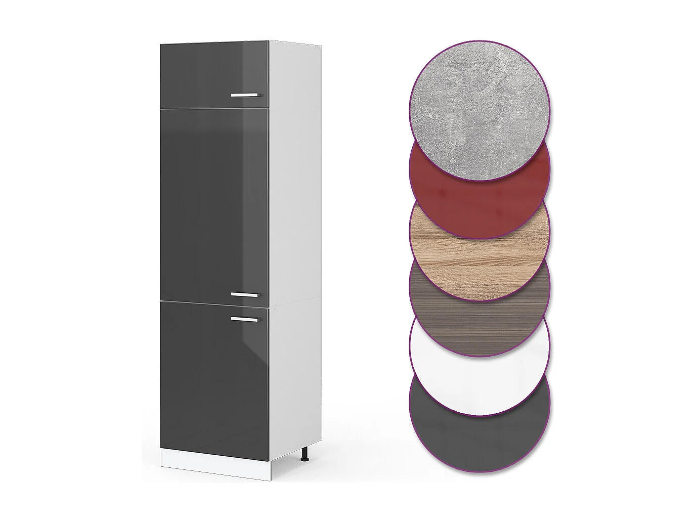 Armoire pour frigo anthracite haute brillance 60x57.2x206.8 r-line