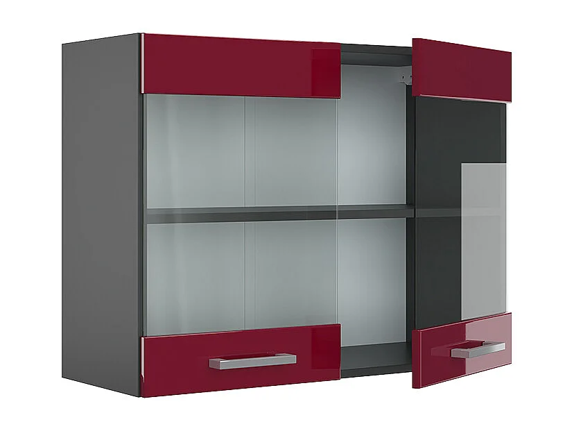 Armario de cocina con vidrio rojo de alto brillo 80x31x60 r-line