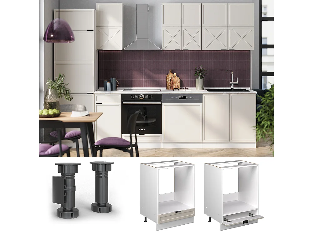 Meuble pour four grisbeige 60x60x82 fame-line