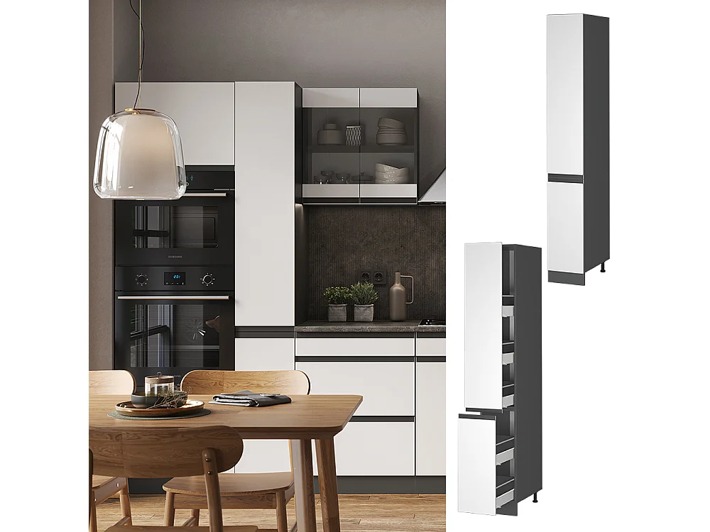 Meuble haute de cuisine blanc 30x57.2x206.8 r-line