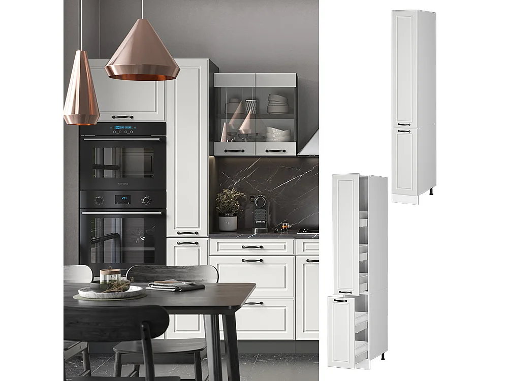 Meuble haute de cuisine blanc campagne 30x57.2x206.8 r-line