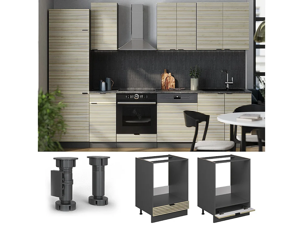Armario para horno empotrado panel de roble 60x60x82 fame-line
