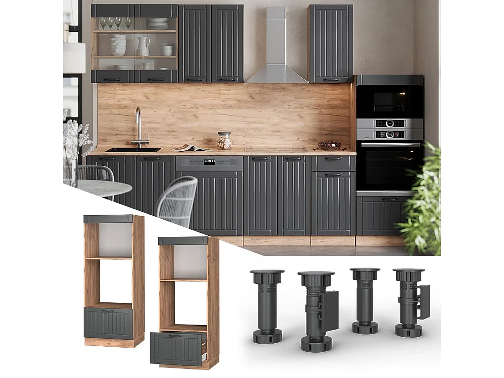 Armoire micro-ondes gris foncé 60x58.1x153.6 fame-line