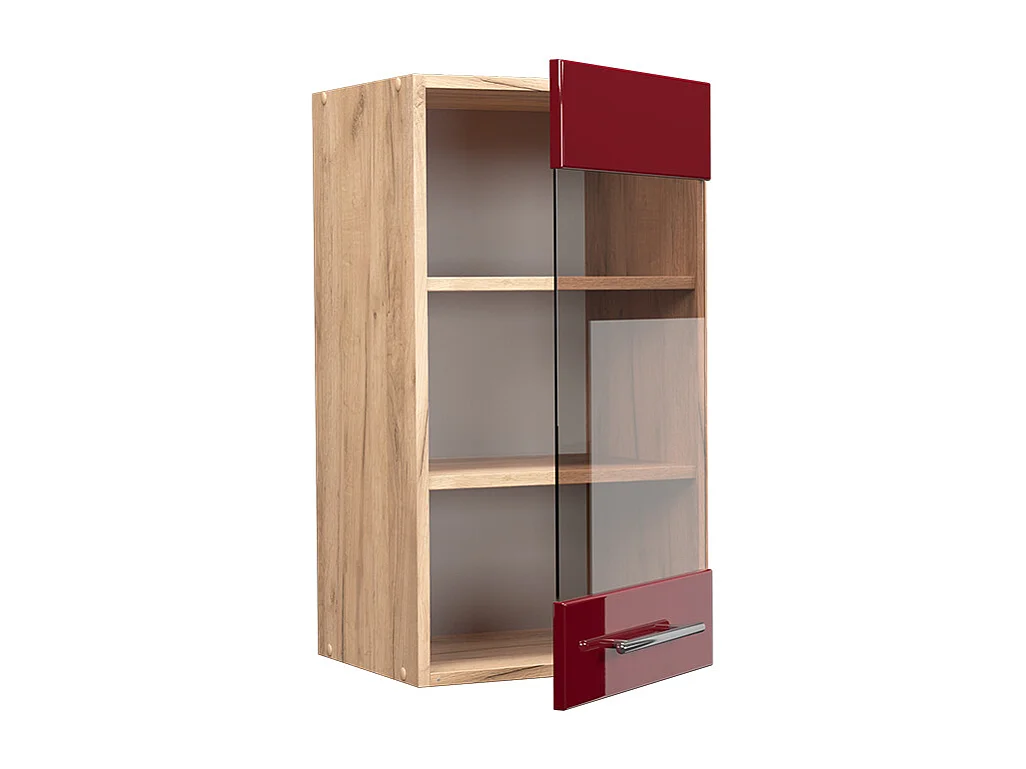 Armario de cocina con vidrio rojo burdeos alto brillo 40x34.1x72 fame-line