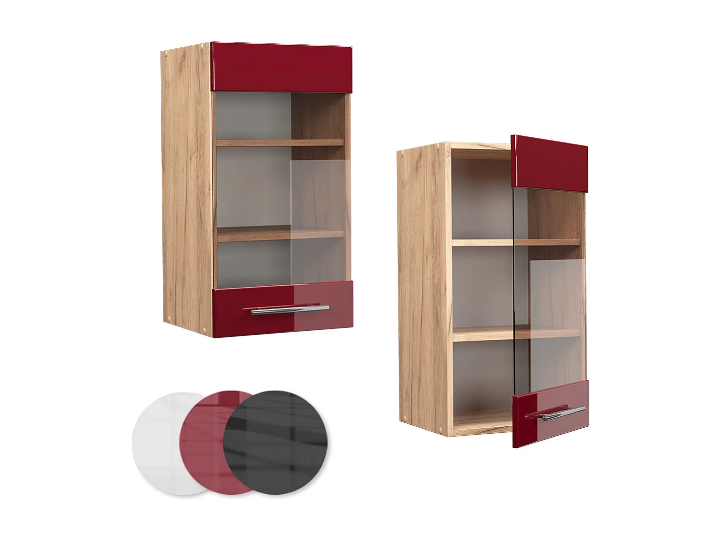 Armoire en verre rouge bordeaux haute brillance 40x34.1x72 fame-line