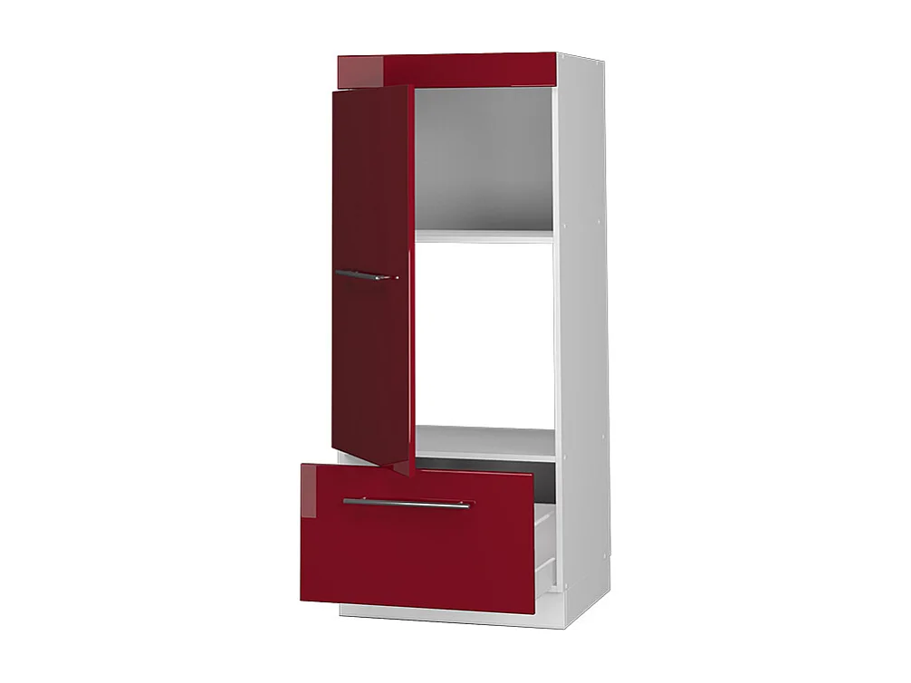 Szafka do mikrofalówki bordowa czerwień wysoki połysk 60x58.1x153.6 fame-line