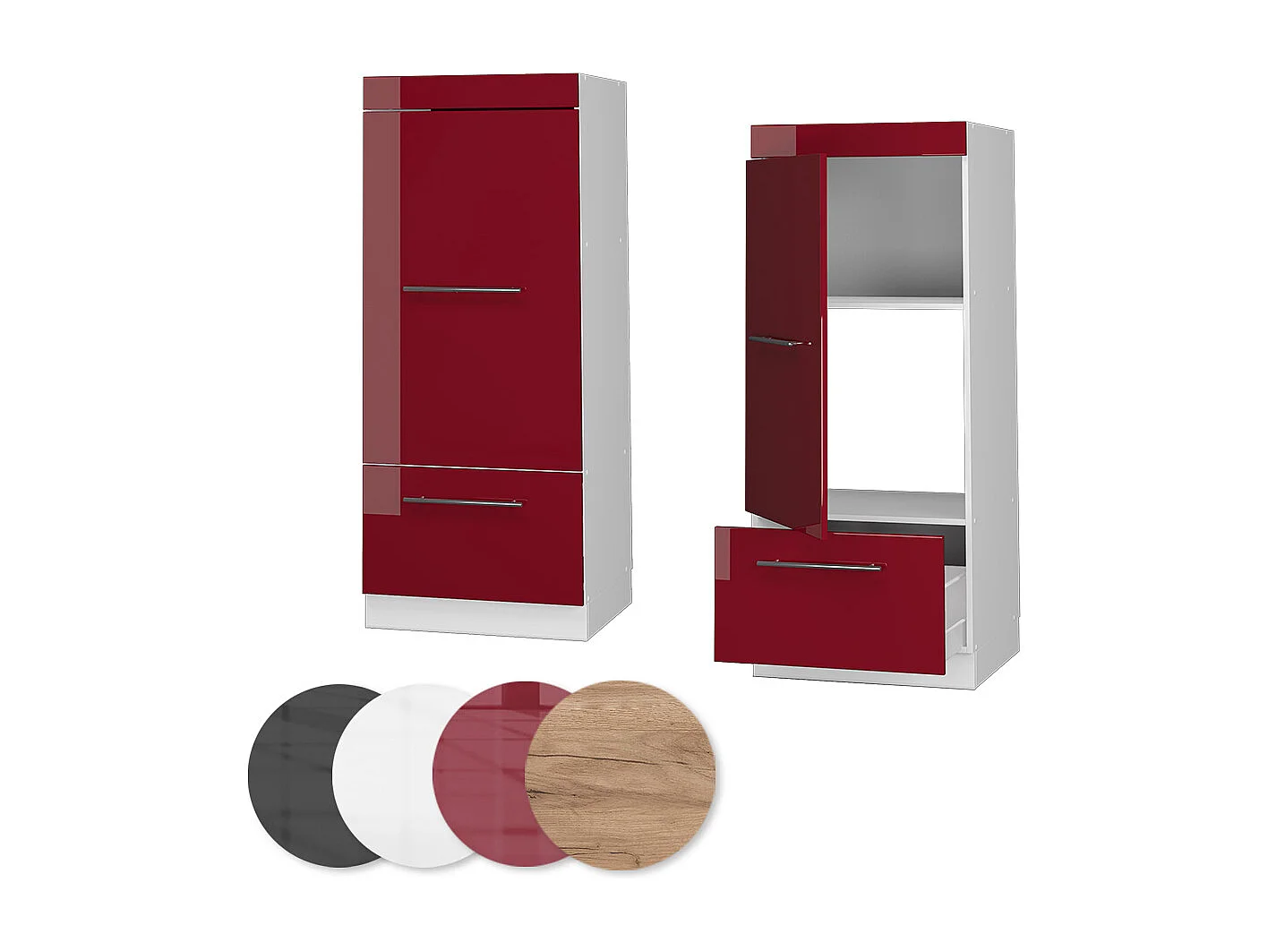Armoire micro-ondes rouge bordeaux haute brillance 60x58.1x153.6 fame-line