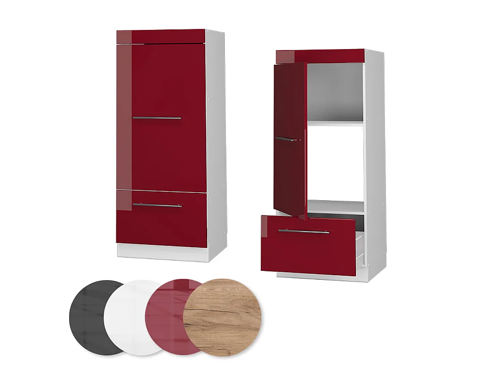 Armoire haute rouge bordeaux haute brillance/blanc 60x58.1x153.6 fame-line