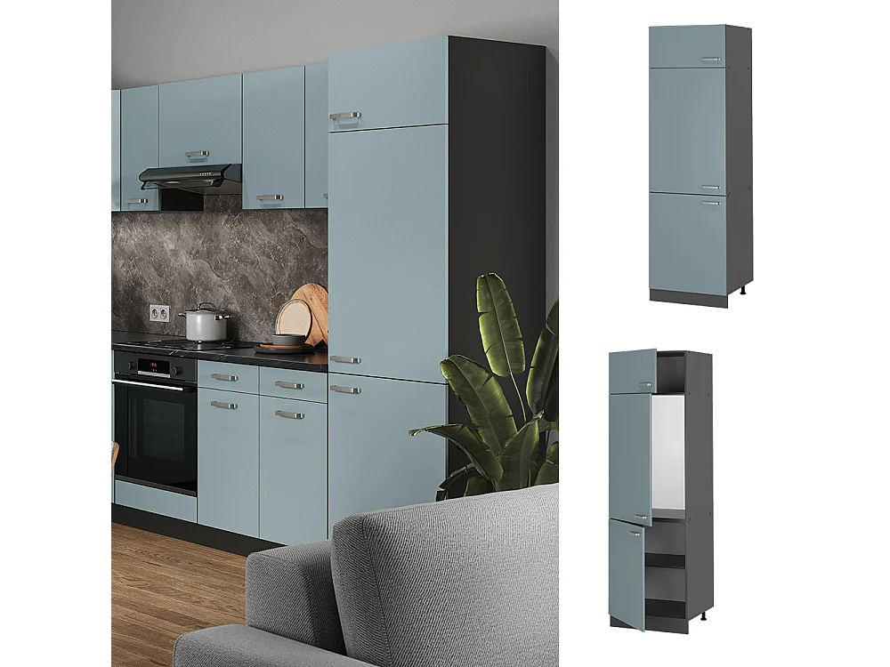 Armoire pour frigo bleu-gris 60x57.2x206.8 r-line