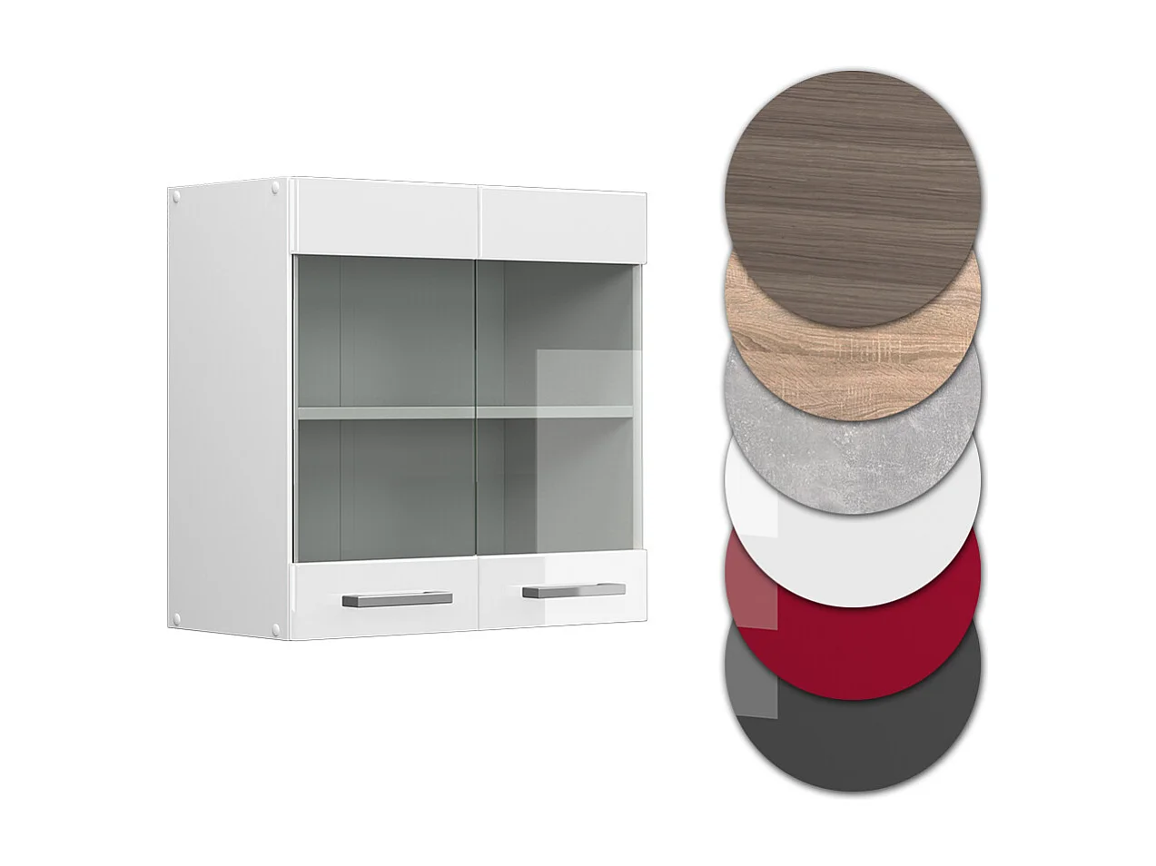 Armario de cocina con vidrio blanco alto brillo 60x31x60 r-line