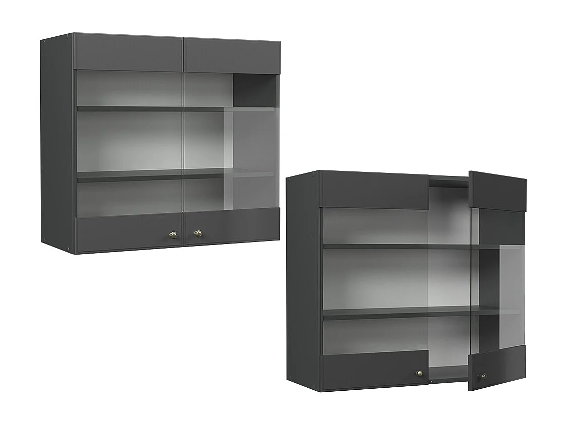 Armoire en verre anthrazit-gold landhaus 80x34.1x72 fame-line