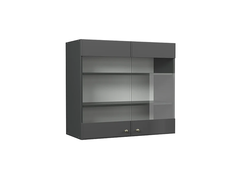 Køkkenskab med glas anthrazit-gold landhaus 80x34.1x72 fame-line