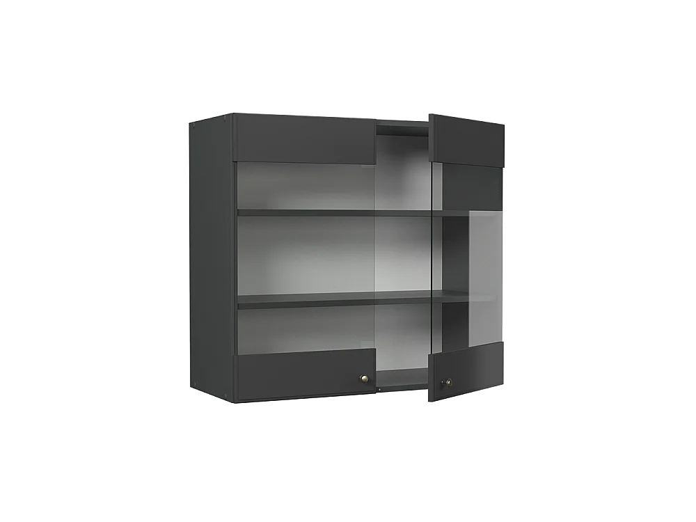Køkkenskab med glas anthrazit-gold landhaus 80x34.1x72 fame-line