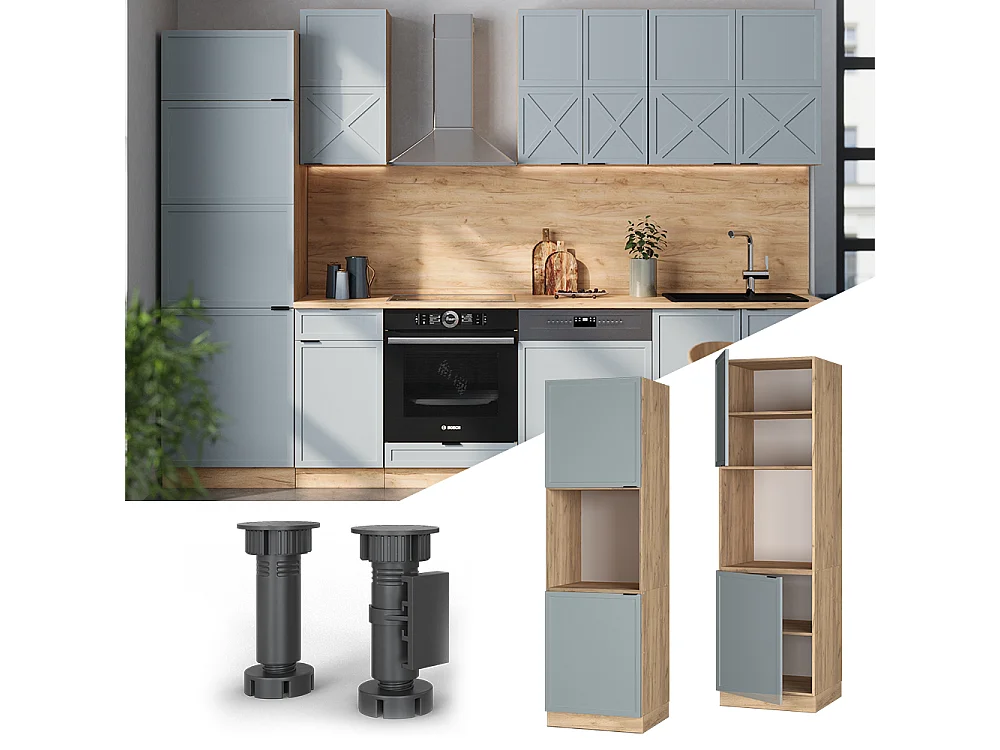 Meuble pour four bleu clair-gris 60x58.1x206.8 fame-line