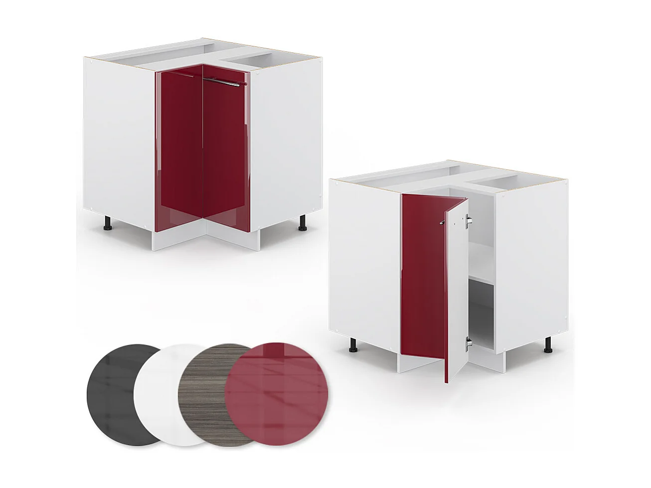 Armario de esquina rojo burdeos alto brillo 80.5x51.6x82 fame-line