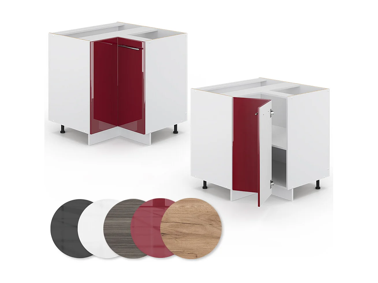 Eckunterschrank bordeaux hochglanz 80.5x51.6x82 fame-line