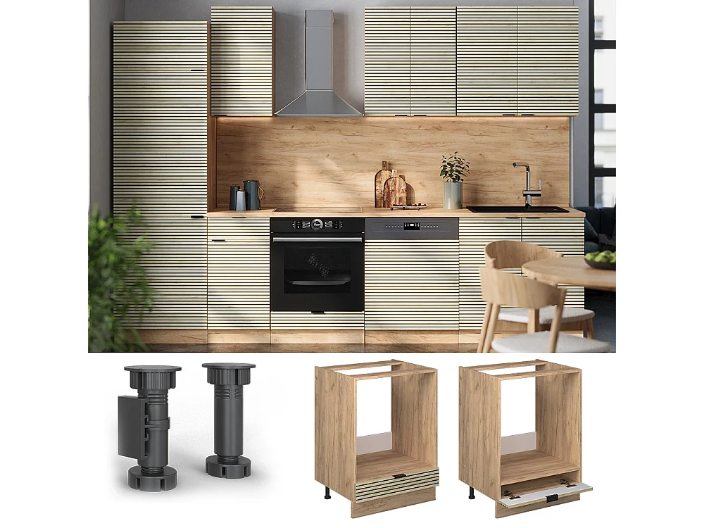 Armario para horno empotrado panel de roble 60x51.6x82 fame-line