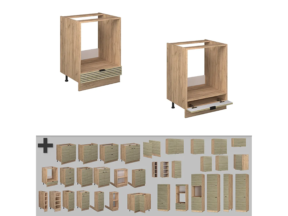 Armario para horno empotrado panel de roble 60x51.6x82 fame-line