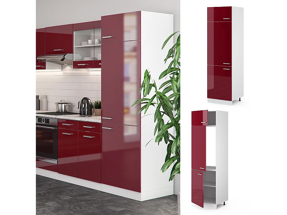 Armario para frigorífico empotrado rojo de alto brillo 60x57.2x206.8 r-line