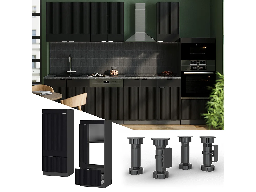 Armoire micro-ondes noir rayé 60x58.1x153.6 fame-line