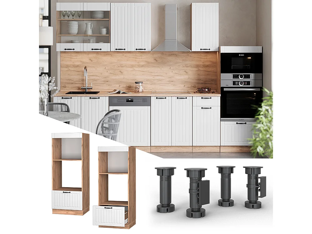 Microwave cabinet white country house 60x58.1x153.6 fame-line