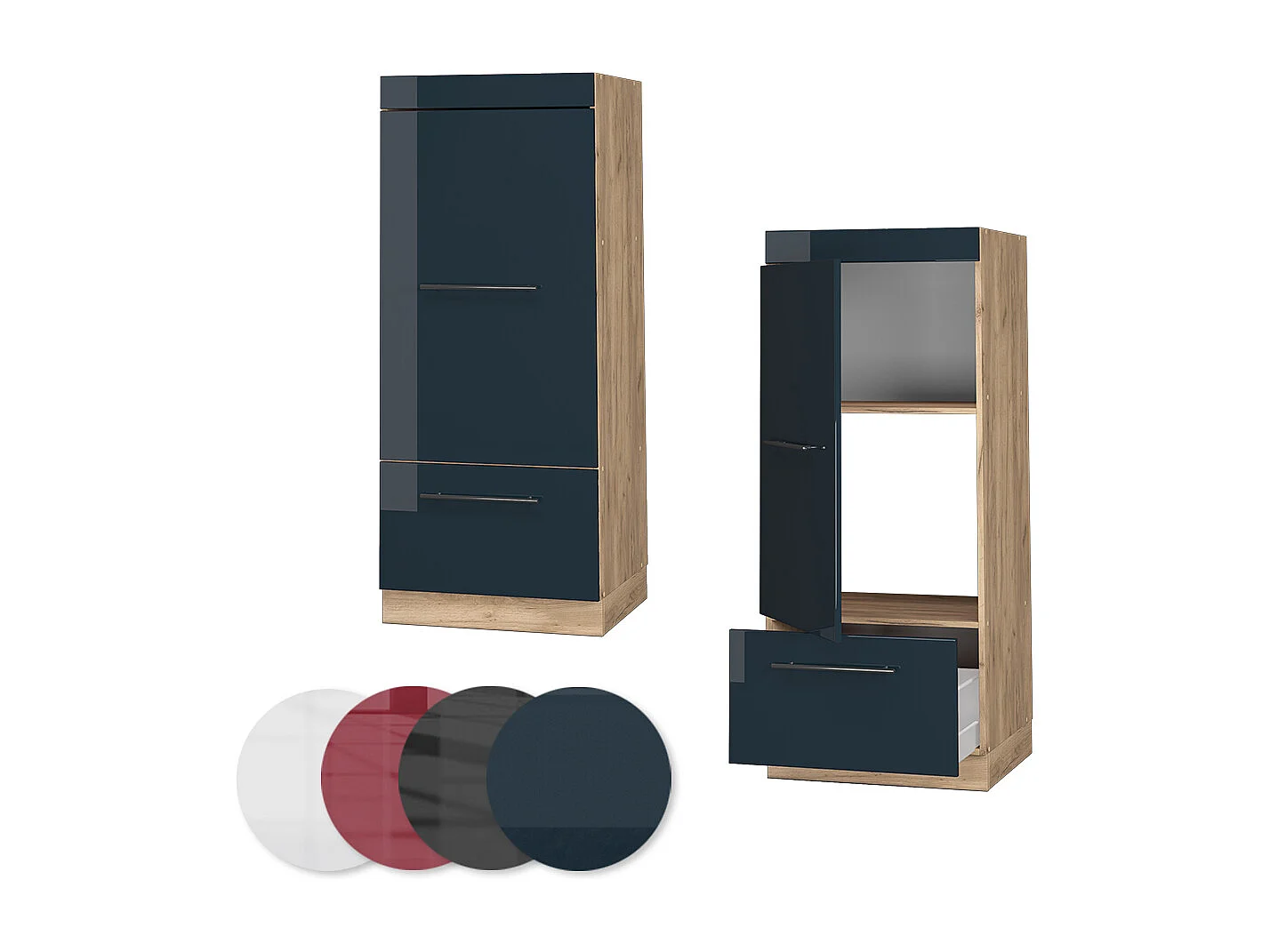 Armoire micro-ondes bleu foncé brillant 60x58.1x153.6 fame-line