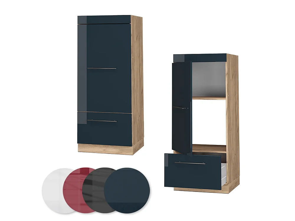 Armário de micro-ondas azul escuro alto brilho 60x58.1x153.6 fame-line