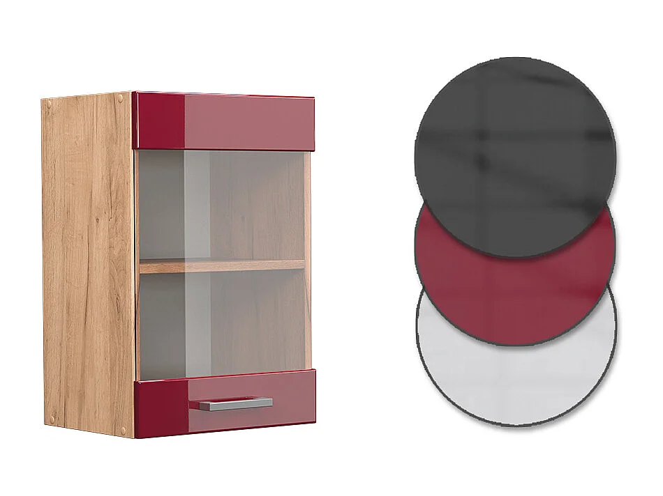 Armario de cocina con vidrio rojo de alto brillo 40x31x60 r-line