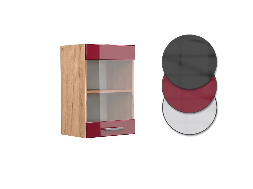 Glass kitchen cabinet red high gloss 40x31x60 r-line