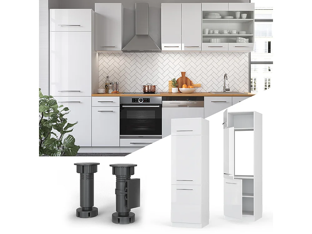 Armario para frigorífico empotrado blanco alto brillo 60x58.1x206.8 fame-line