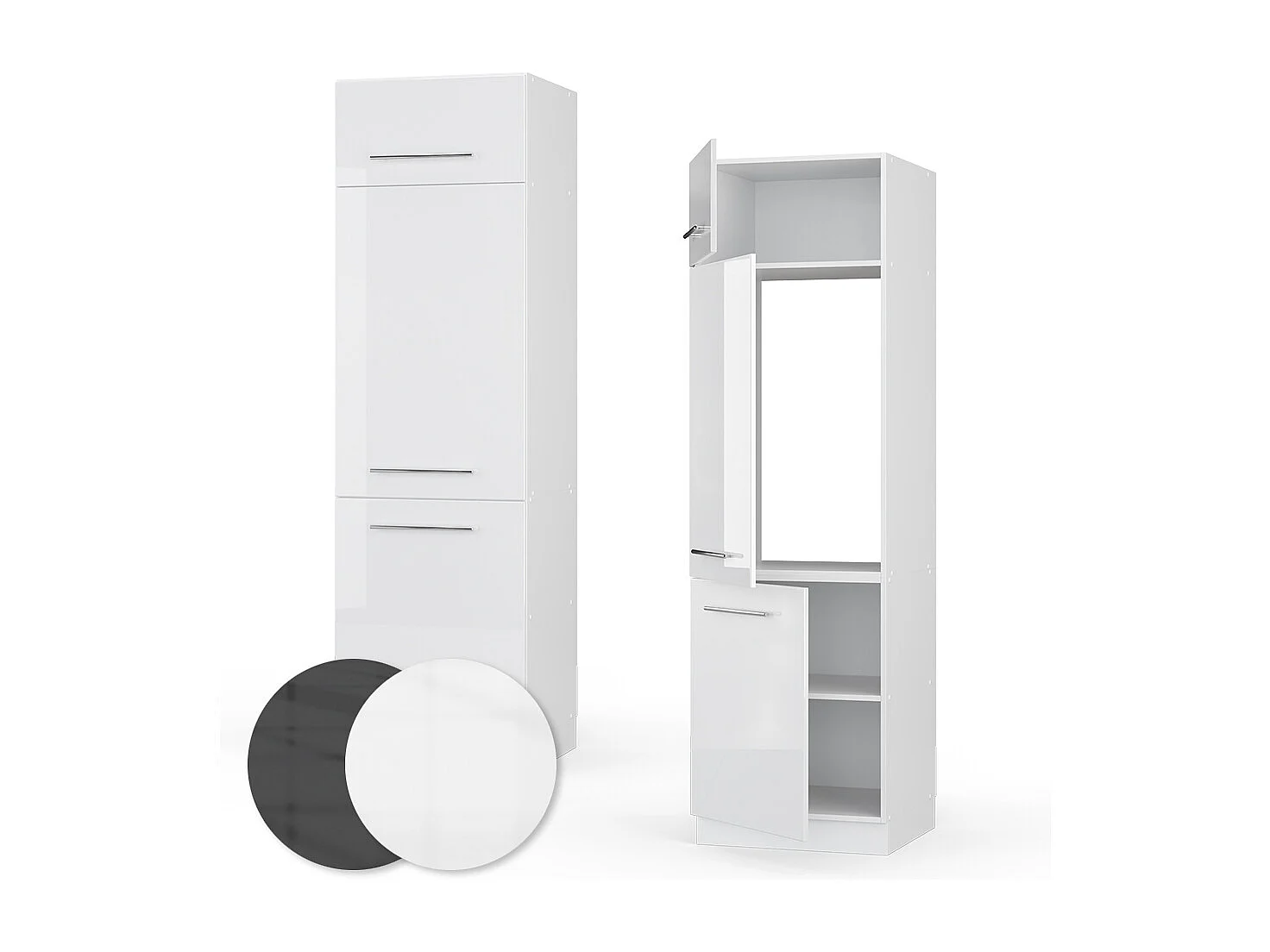 Armoire pour frigo blanc haute brillance 60x58.1x206.8 fame-line