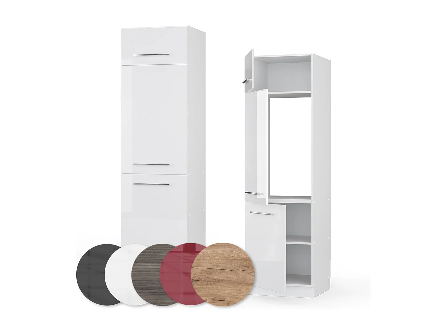 Szafka na lodówkę biały wysoki połysk 60x58.1x206.8 fame-line