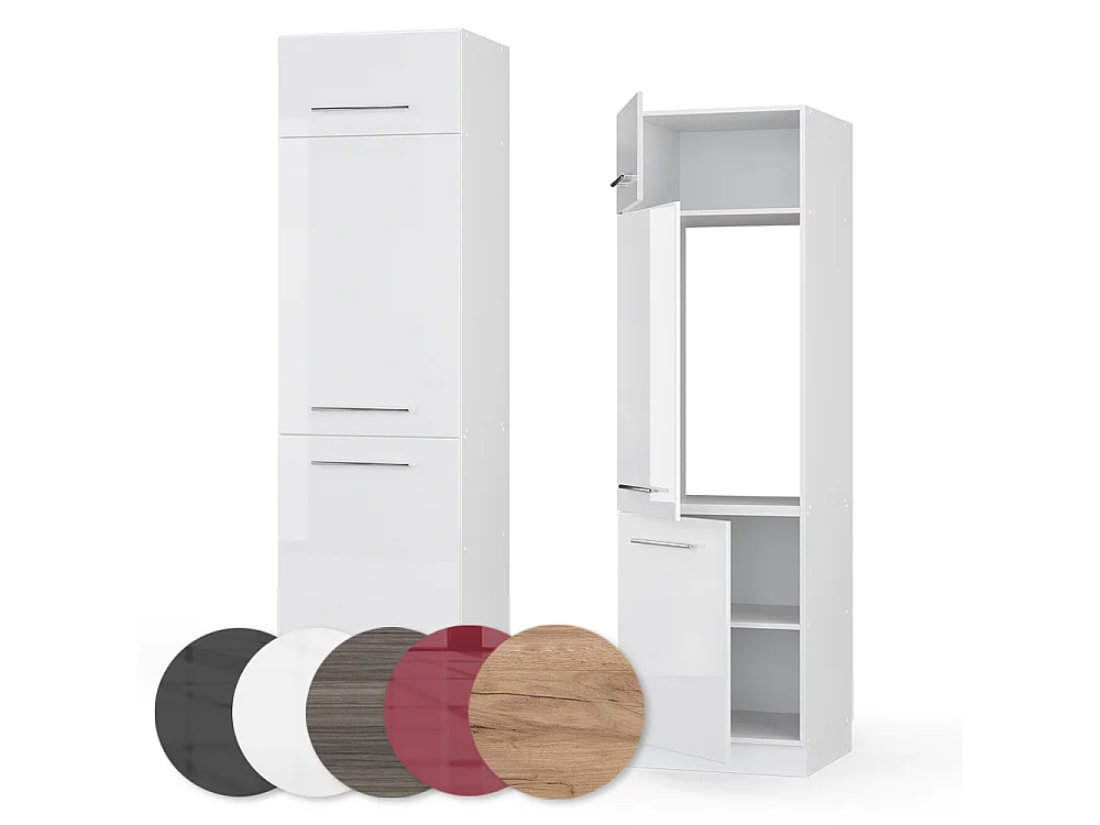 Armoire pour frigo blanc haute brillance 60x58.1x206.8 fame-line