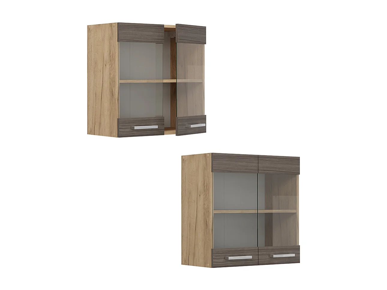 Armario de cocina con vidrio gris noble 60x31x60 r-line