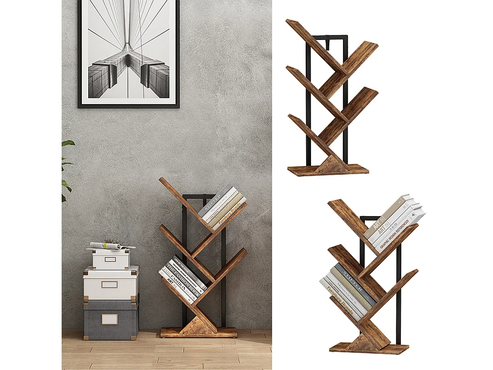 Étagère à livres bois antique 40x20x71 fyrk