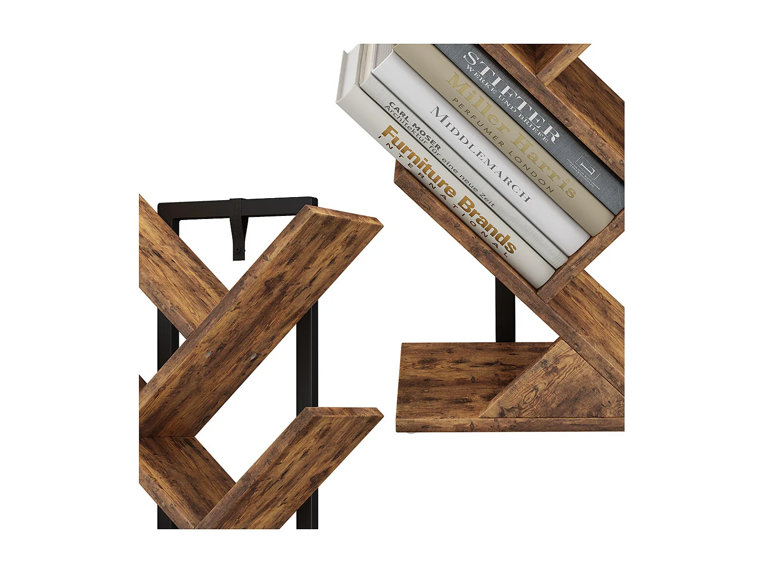 Étagère à livres bois antique 40x20x71 fyrk